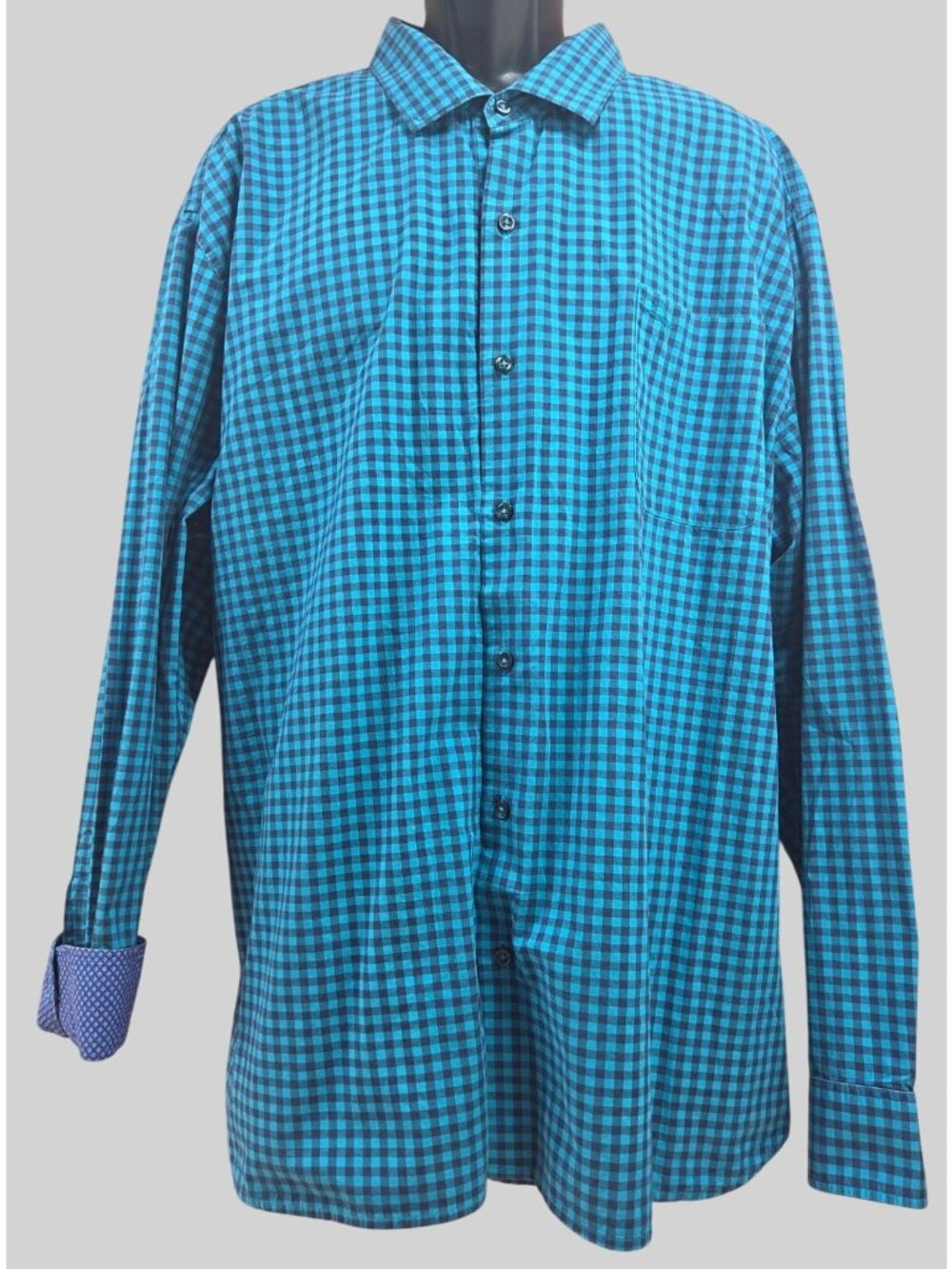 Tommy Bahama Mens Blue Check Pima Cotton Button-Up Shirt 3XL